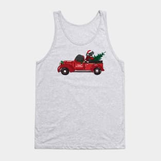 Cartoon Labradoodles Red Christmas Truck Tank Top